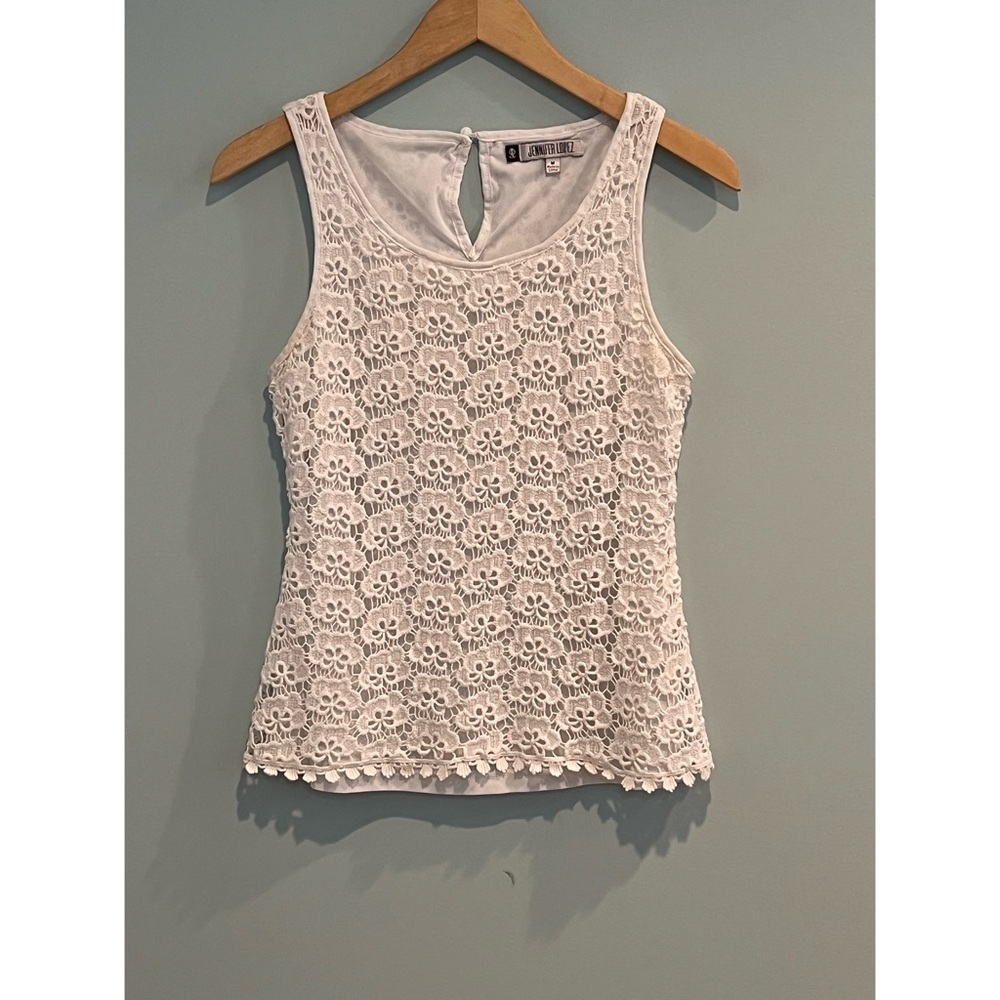 Jennifer Lopez White Crochet Tank M